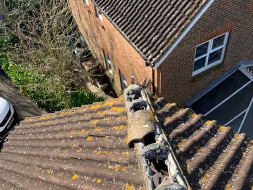 This is a photo of a roof repair enquiry before the new installation. This work was carried out by Hinckley Roofing