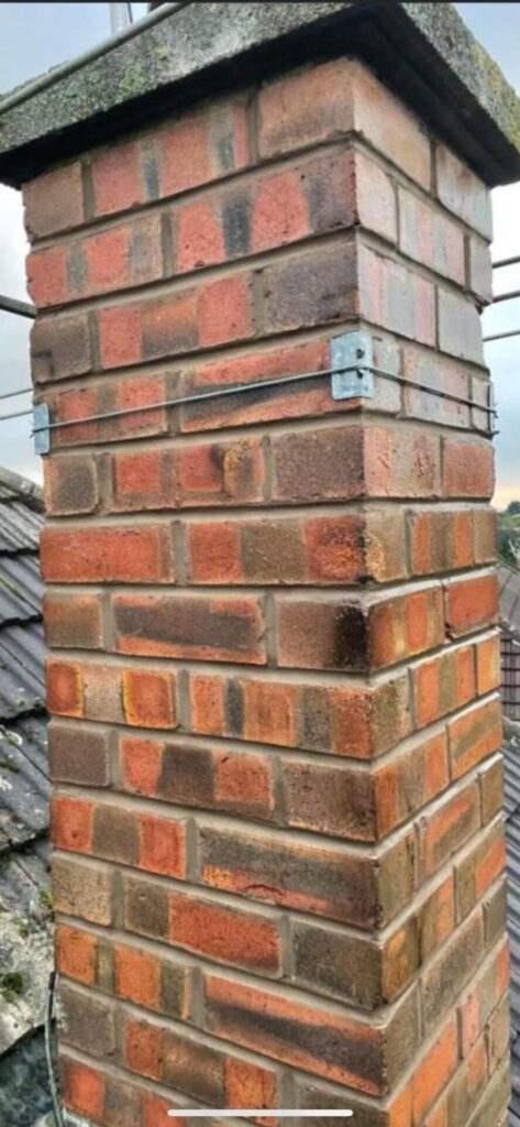 This is a photo of chimney repointing. The work was carried out by Hinckley Roofing